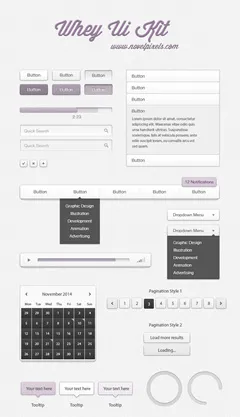 一套精美乳白色UI设计psd模版下载