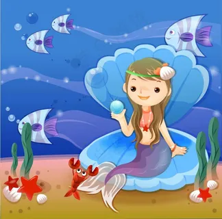 手拿珍珠的美人鱼