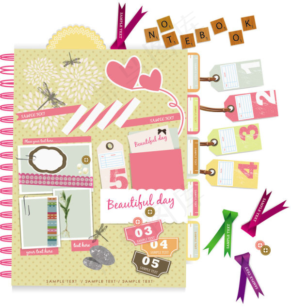 精美粉色标贴元素03——矢量素材