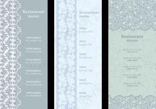 植物花纹淡雅菜单模板矢量图