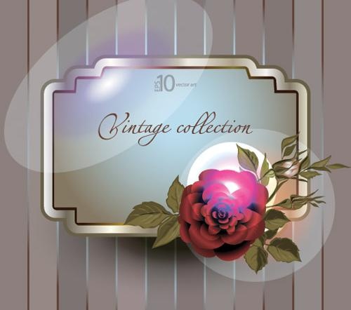 花卉装饰复古背景矢量三