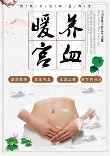 白色古风中国风中医艾灸海报插卡