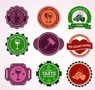 彩色葡萄酒标签矢量素材图片