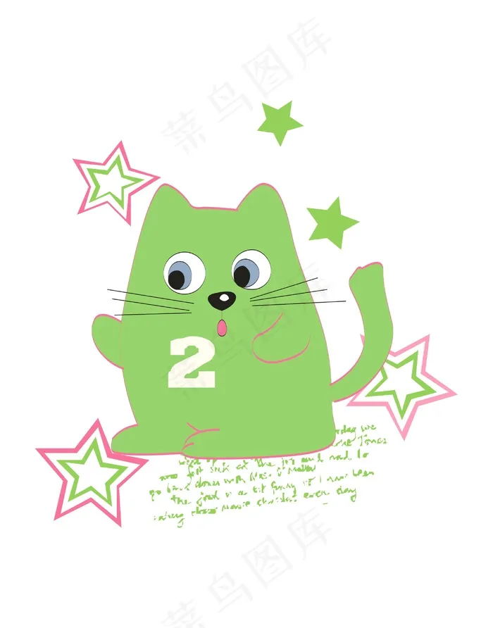 卡通动物矢量图猫咪星星