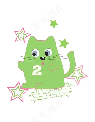 卡通动物矢量图猫咪星星