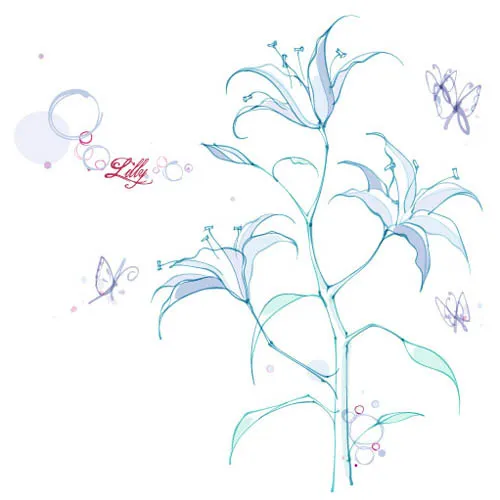 木兰花与百合花矢量图ai矢量模版下载