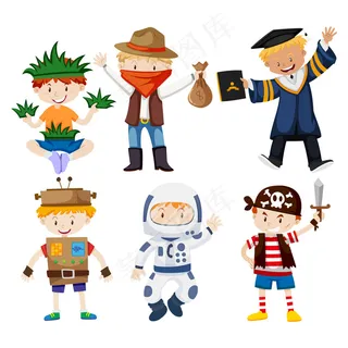 卡通人物扁平化可爱各种职业矢量素材