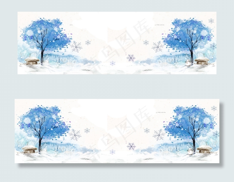 简约冬季素描雪景背景banner