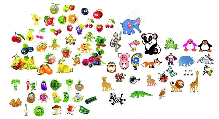 卡通水果 蔬菜 动物图片