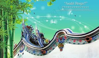 古典中国风房檐PSD素材