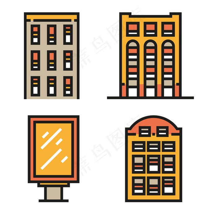 线性建筑icon图标素材