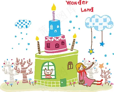 生日蛋糕下许愿的小女孩 生日蛋糕下许愿的小女孩