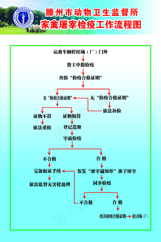 家禽屠宰工程流程图psd模版下载