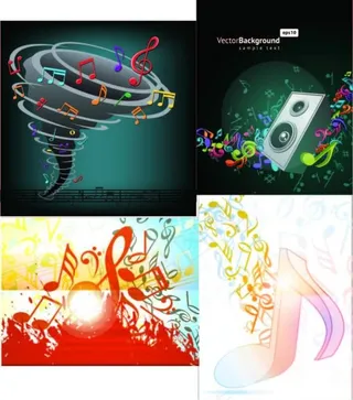 潮流动感音符背景矢量素材