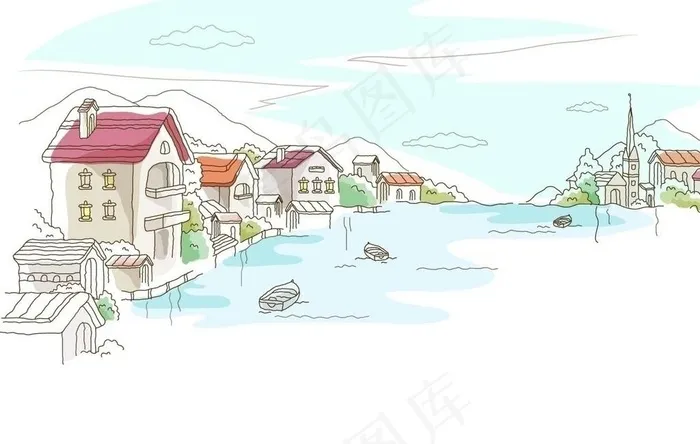 水上城市图片cdr矢量模版下载