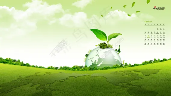 春天促销；绿芽海报psd素材