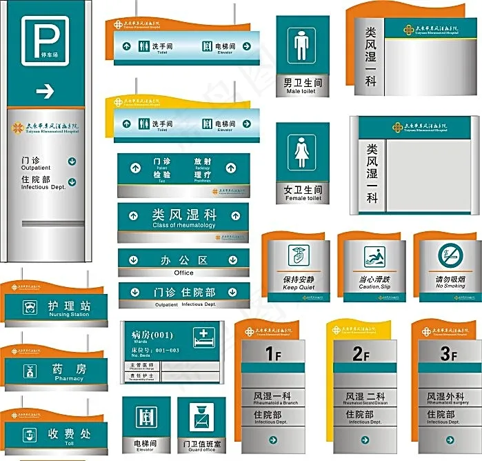 医院导视牌矢量模板素材cdr矢量模版下载