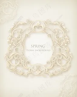 春天开花的花卉背景矢量插画