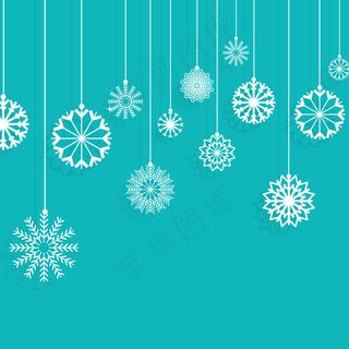 挂在蓝绿色背景上的雪花