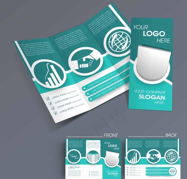 EPS蓝色扁平化宣传册图片