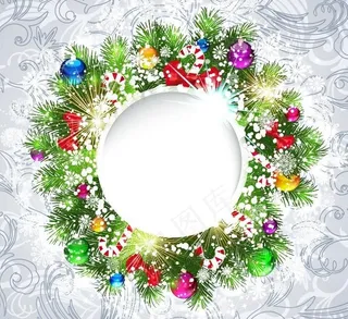 松枝圣诞花环背景图片