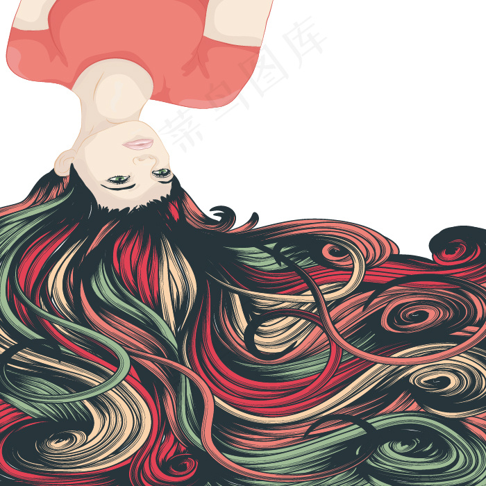 印花矢量图 人物 女人 女装 少淑...