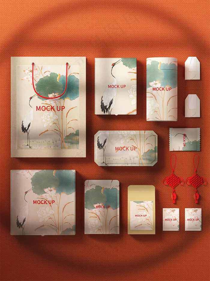 暗红色中式花窗背景中国风国潮文创样机