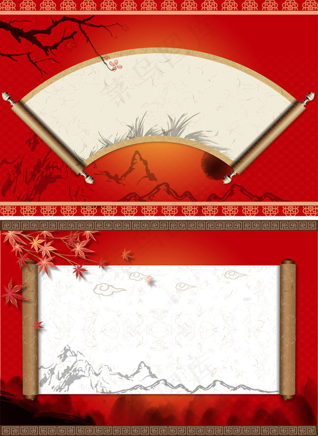 卷轴底图背景矢量素材