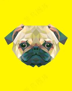 狗狗几何图像插画