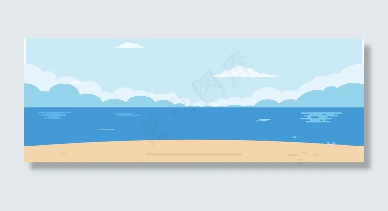 蓝天白云沙滩海洋蓝天白云沙滩海洋ai矢量模版下载