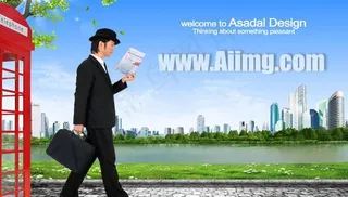 商务男士步行PSD素材