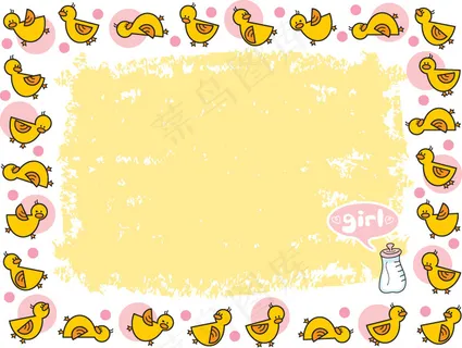 矢量可爱小鸭背景边框