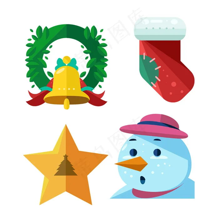 扁平逼真圣诞icon图标eps,ai矢量模版下载