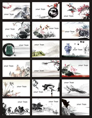 中国风古典文化名片设计矢量素材