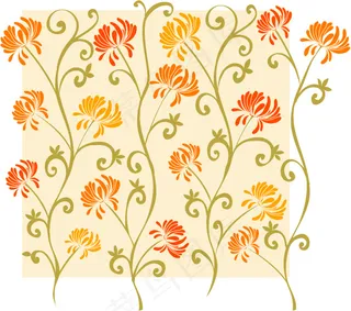 矢量素雅花朵素材平铺素材