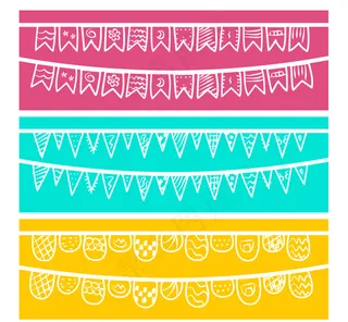 白色手绘节日拉旗banner矢量素...