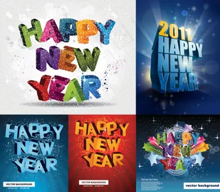 立体新年快乐矢量素材
