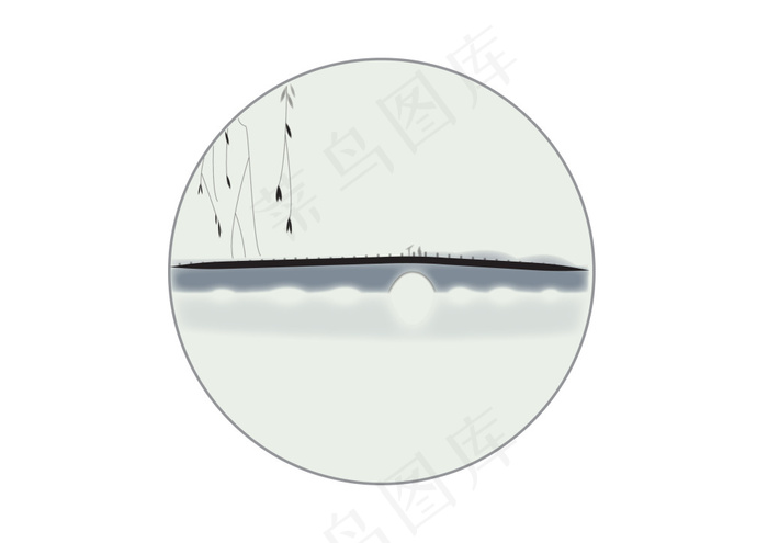 中国风--断桥 残枝矢量图