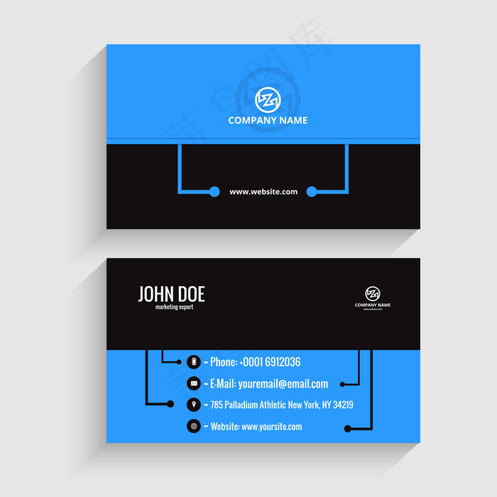 蓝色简洁大气it科技矢量名片