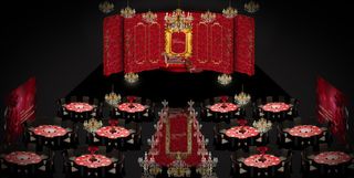 婚礼效果图红金婚礼