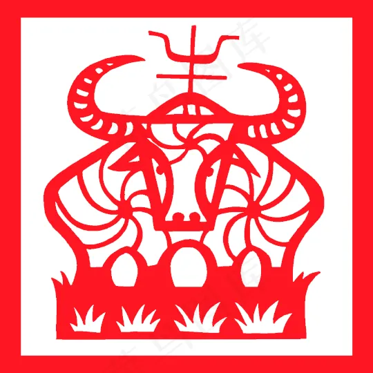 新春生肖剪纸牛