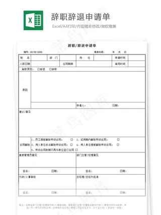 辞职辞退申请单