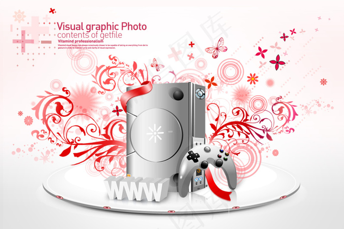 花纹圆形与游戏主机等PSD分层素材