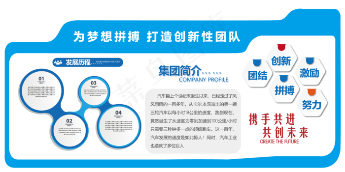 企业文化墙大气蓝色大型办公室形象墙...ai矢量模版下载