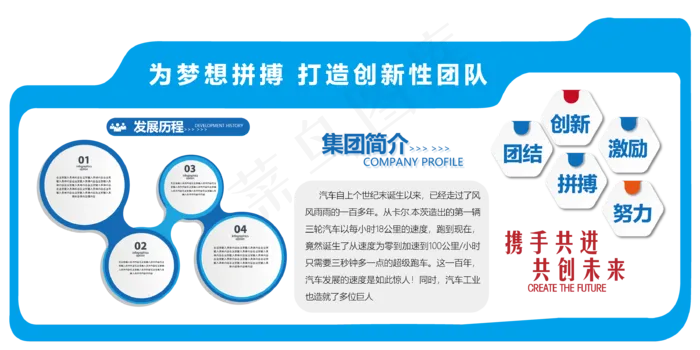 企业文化墙大气蓝色大型办公室形象墙...ai矢量模版下载