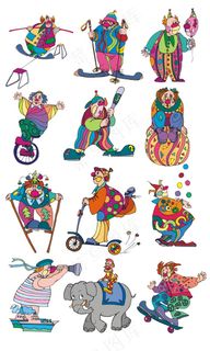 小丑人物角色表演矢量图