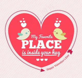 卡通情人节爱心和鸟矢量素材