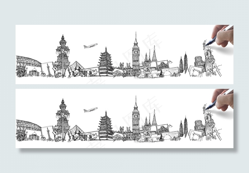 手绘梦想周游世界在一个白板