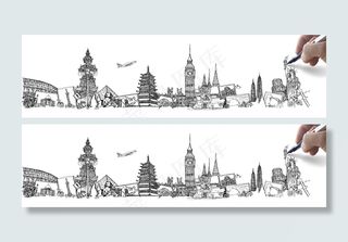 手绘梦想周游世界在一个白板