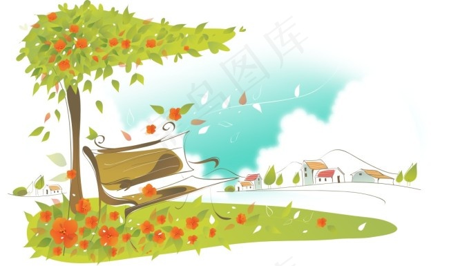 春天矢量绘画